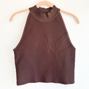 Aritzia Babaton Sculpt Knit Mockneck Halter Top Brown Women’s - Size Large